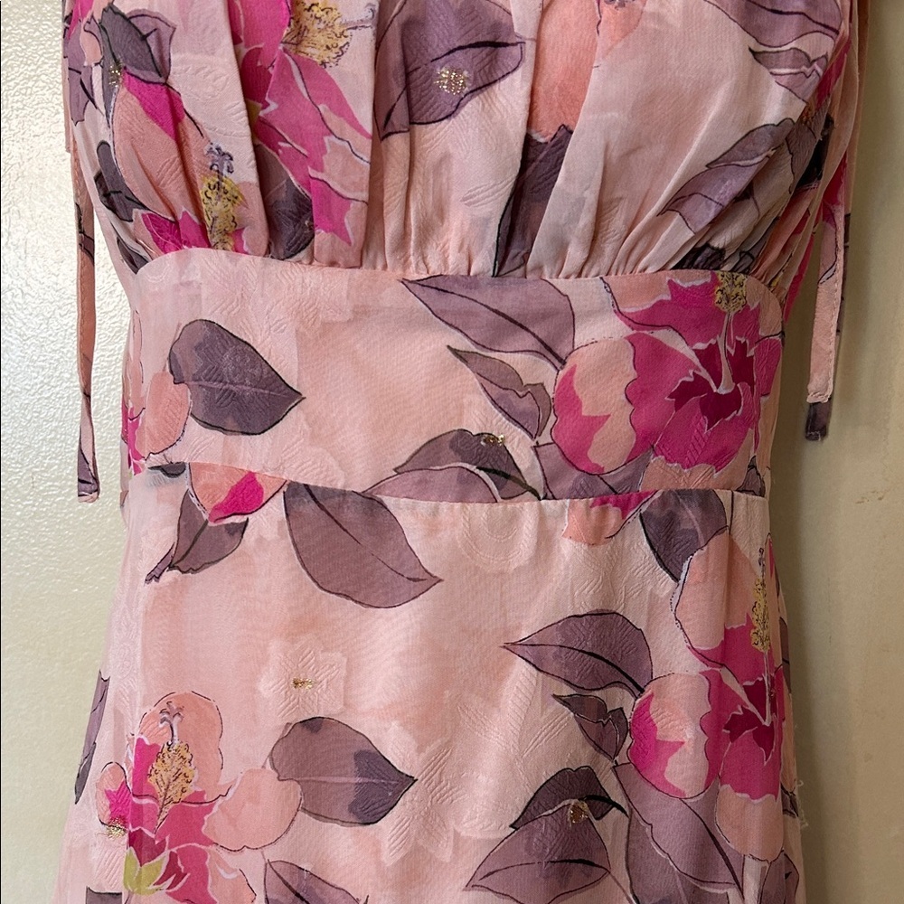 Lulu's Pink and Purple Floral Maxi Dress size M - Picture 3 of 13